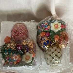 Radko Ornament 2000 Easter Theme candle stick holder pair #00-659-0